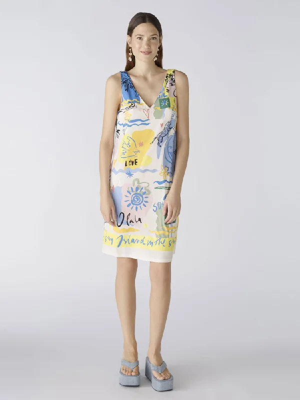 Oui Dress Yellow & Blue