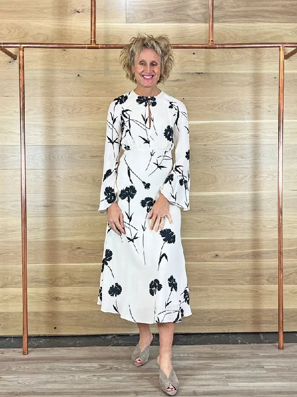 Twinset Dress Black Carnation and Snow Print