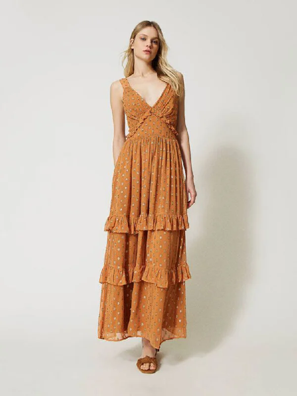 Twinset Long Georgette Dress Siena Chiaro