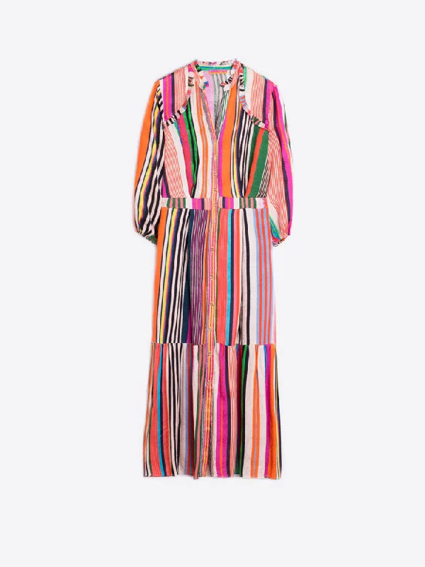 Vilagallo Brielle Dress Stripes Jacquard Print