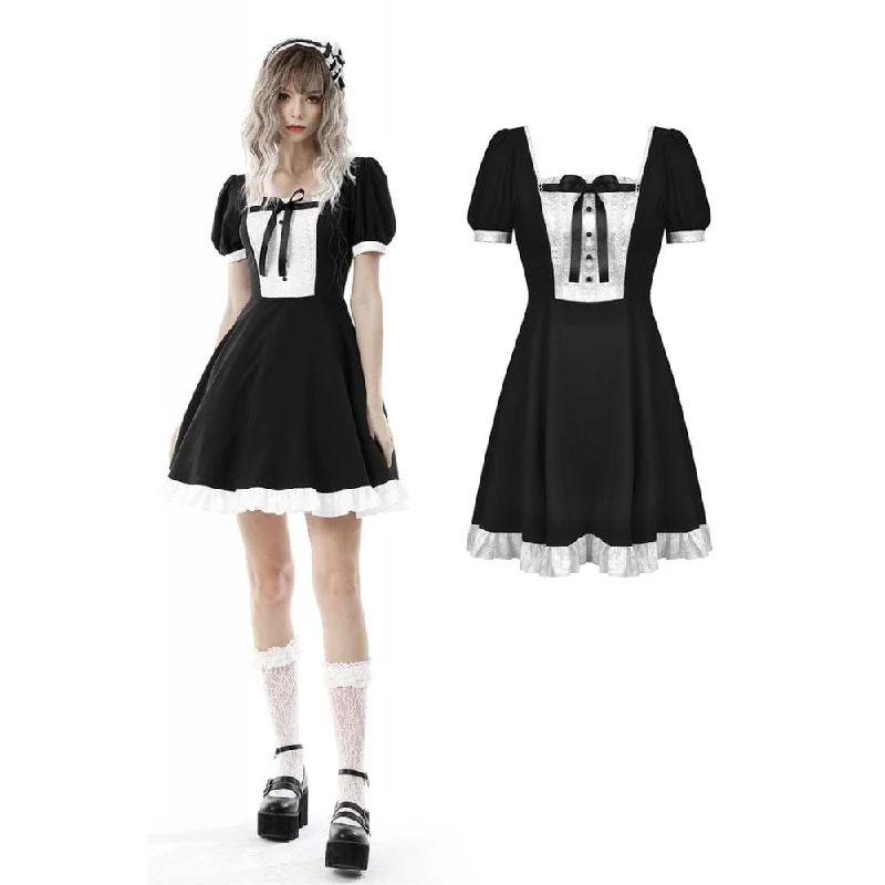 Women's Lolita Puff Sleeved Maid Dress Cosplay Costume